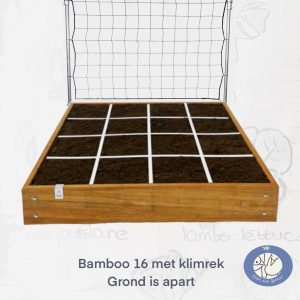 product 4316 bamboo bak met 16 vakken en klimrek van de Makkelijke Moestuin. bij Birds and Berries in Bonheiden
